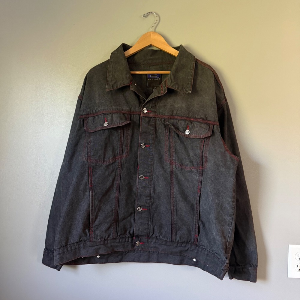 Vintage Red Contrast Stitch Canvas DTEK Denim Trucker Jacket 2XL